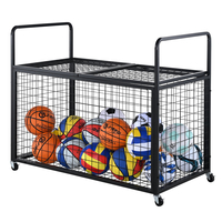 VEVOR Rolling Sports Ball Storage Cart, Κλουβί μπάσκετ που κλειδώνει με διπλά καπάκια, Organizer θήκη αθλητικού εξοπλισμού για εσωτερικούς χώρους, χαλύβδινη σχάρα αποθήκευσης για γκαράζ, παιδότοπο, γυμναστήριο και σχολεία