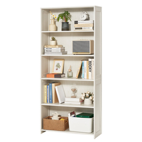 VEVOR 5 Επιπέδων Φαρδιά Βιβλιοθήκη 68" Ξύλινη Ανεξάρτητη Ανοιχτή Βιβλιοθήκη Ράφι Λευκό