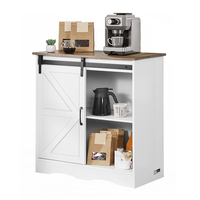 VEVOR Coffee Bar Cabinet Τραπέζι 3 επιπέδων Coffee Bar με πόρτες αχυρώνα καφέ λευκό
