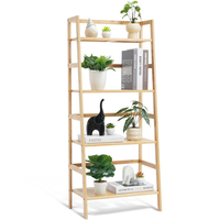 VEVOR Bamboo Bookshelf 4 Tiers Bamboo Ladder Βιβλιοθήκη τραπεζοειδές ράφι αποθήκευσης