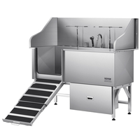 Μπανιέρα περιποίησης σκύλου VEVOR 155 cm από ανοξείδωτο ατσάλι με ράμπα και φίλτρο νερού αριστερά