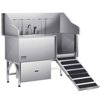 Μπανιέρα περιποίησης σκύλου VEVOR 155 cm από ανοξείδωτο ατσάλι με ράμπα και φίλτρο νερού