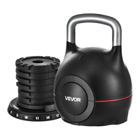 Ρυθμιζόμενο Kettlebell VEVOR με 7 επίπεδα βάρους 2/5/8/11/14/17/20 kg (Μαύρο)