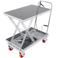 VEVOR Hydraulic Lift Table Cart, 500lbs Capacity 28,5" Lifting Ύψος, Χειροκίνητο Τραπέζι ανύψωσης μονής ψαλίδας με 4 τροχούς και αντιολισθητικό μαξιλαράκι, Υδραυλικό καρότσι με ψαλίδια για χειρισμό υλικού, γκρι