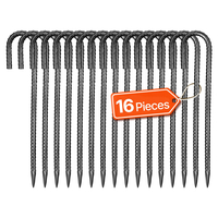 VEVOR 12 ιντσών 16 τεμαχίων πασσάλων οπλισμού βαρέως τύπου με γάντζο J, γαλβανισμένες άγκυρες εδάφους