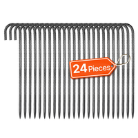 VEVOR 16 ιντσών 24 τεμάχια οπλισμού, βαρέως τύπου με γάντζο J, γαλβανισμένες άγκυρες εδάφους