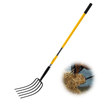 VEVOR 5 Tines Garden Fork Fiberglass Handle 57 in Spading Pitchfork Heavy Duty | VEVOR CA