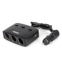 ΑΝΤΑΠΤΟΡΑΣ ΑΝΑΠΤΗΡΑ 12/24V 100W ΜΑΥΡΟΣ/3 ΘΕΣΕΙΣ/2xUSB-A /ΚΟΥΜΠΙ ON-OFF/ΕΝΔΕΙΞΗ LED/ΚΑΛΩΔΙΟ 70cm AMIO - 1 Τεμ.