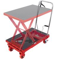 Επιτραπέζιο καρότσι VEVOR Hydraulic Lift, 500lbs Capacity Ύψος ανύψωσης 28,5" Χειροκίνητο Τραπέζι ανύψωσης μονής ψαλίδας με 4 ρόδες και αντιολισθητικό μαξιλαράκι, υδραυλικό καρότσι με ψαλίδια για χειρισμό υλικού, κόκκινο