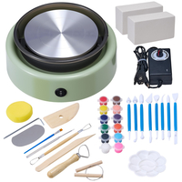 VEVOR Μίνι Τροχός Κεραμικής Ηλεκτρικός Τροχός Πήλινου Σπιράλ για Παιδιά 158 mm Πράσινος