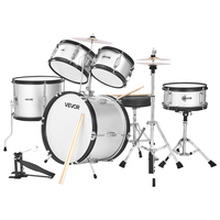 Σετ ντραμς VEVOR για παιδιά, κιτ 5 τεμαχίων για αρχάριους με μπάσο 16 ιντσών / 40,64 cm (ασημί)