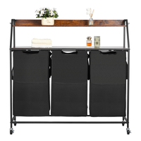 VEVOR 2 Επίπεδη Ψηλή Καλάθι Ρούχων με Ρόδες και Γάντζους 3 Τμημάτων