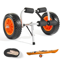 Καρότσι καγιάκ VEVOR, Χωρητικότητα φορτίου 90 kg, Πτυσσόμενο καρότσι καγιάκ με συμπαγή ελαστικά 25,4 cm & 1 ιμάντα καστάνιας, Καρότσι σανίδας για μεταφορά καγιάκ, κανό, σανίδων κωπηλασίας, χαλιών επίπλευσης, σκαφών Jon