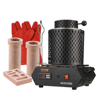 Φούρνος τήξης χρυσού VEVOR, 1350W, μέγιστη θερμοκρασία 1150°C, ψηφιακός ηλεκτρικός φούρνος τήξης με κεραμικά χωνευτήρια 1 kg και 3 kg, λαβίδες χωνευτηρίου και γάντια, για χρυσό, ασήμι, αλουμίνιο, χαλκό