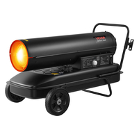 Θερμαντήρας κηροζίνης ντίζελ VEVOR 50kW με εξαναγκασμένο αέρα, φορητός θερμαντήρας χώρου τορπίλης με ρόδες και ρυθμιζόμενη θερμοκρασία, τύπου φυσητήρα για εργοτάξια/γκαράζ/αποθήκη/εργαστήριο/εξωτερική θέρμανση, μαύρο