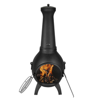 VEVOR Chiminea, Εξωτερική Ξύλινη Εστία 18 ιντσών, Σφαιρικό Τζάκι για Μπάρμπεκιου & Ζέσταμα, Εξωτερική Ξύλινη Εστία με Πλέγμα Σχάρας, Επένδυση Καμινάδας & Αντισκωριακό Καπάκι Καμινάδας, για Αίθριο, Κήπο, Αυλή