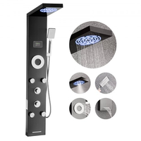 Σύστημα ντους VEVOR με πύργο ντους με κεφαλή ντους βροχής, LED, στήλη ντους από βουρτσισμένο ανοξείδωτο ατσάλι 53 ιντσών, βρύση 6 λειτουργιών, επιτοίχιο σύστημα μασάζ βροχής με 5 ακροφύσια σώματος, χειροκίνητο, στόμιο μπανιέρας