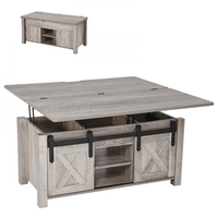 Τραπεζάκι σαλονιού VEVOR 1000 mm με ανυψούμενη επιφάνεια, Ρουστίκ κεντρικό τραπέζι με πόρτα αχυρώνα και κρυφό χώρο αποθήκευσης, Μοντέρνα ορθογώνια ανυψούμενη επιφάνεια τραπεζιού για σαλόνι, γραφείο, σπίτι, εύκολη συναρμολόγηση, δρυς