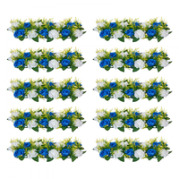 VEVOR Μπουκέτο με Μπαλάκια Λουλουδιών 10 τεμάχια, Μπαλάκια Τεχνητών Λουλουδιών 500 x 220 mm Κεντρικά Στολίδια Τραπεζιού Γάμου, Συνθέσεις με Ψεύτικα Τριαντάφυλλα για Κεντρικό Στολισμό Γάμου, Μπλε και Λευκά Τριαντάφυλλα