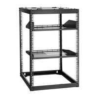 Rack δικτύου VEVOR 16U ανοιχτού πλαισίου, βάθους 585 mm, επιτοίχιο ή επιδαπέδιο, βαρέως τύπου 4 θέσεων, με αεριζόμενα ράφια και υλικό στήριξης, χωράει όλο τον εξοπλισμό δικτύωσης IT και τον εξοπλισμό AV.
