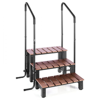 Σκαλοπάτι υδρομασάζ VEVOR με χειρολισθήρα, Εξωτερική σκάλα σπα με 3 σκαλοπάτια, Βαρέως τύπου υπέργεια/φουσκωτή σκάλα πισίνας πλάτους 640,1 mm με χωρητικότητα βάρους 249,5 kg, Πολλαπλής χρήσης για βεράντα, αίθριο, κατάστρωμα, ρυμουλκούμενα