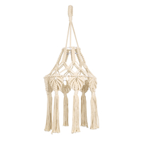 GloboStar® 36201 MOROCCO Boho Καπέλο Φωτιστικού- Μακραμέ Πλεκτό Χειροποίητο Μπεζ Βαμβακερό Νήμα - Μ30 x Π30  x Υ70cm