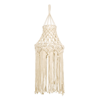GloboStar® 36209 SOMALIA Boho Καπέλο Φωτιστικού Μακραμέ Πλεκτό Χειροποίητο Μπεζ Βαμβακερό Νήμα - Μ30 x Π30  x Υ90cm