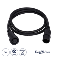 GloboStar® 51171 Καλώδιο 3PIN DMX512 1 Μέτρο από Female XLR σε Male XLR Τερματισμένο Αδιάβροχο IP65 Μ100cm - Μαύρο