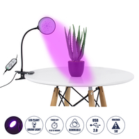 GLOBOSTAR® GROWME 79648 Φωτιστικό Ανάπτυξης Φυτών με Ενσωματωμένο Χειριστήριο LED 5W 150lm 120° DC 5V με USB 2.0 IP20 Πολύχρωμο Πλήρους Φάσματος Κόκκινο 660nm & Μπλε 450nm & UVIR 730nm Dimmable - Sanan SMD Chip - Μαύρο - Μ10 x Π20 x Υ36cm - 2 Χρόνια Εγγύηση