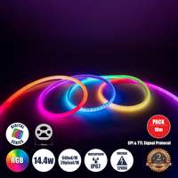 GLOBOSTAR® NEONIO 90756 Ψηφιακή Pixel Addressable Ταινία Neon Flex LED 14.4W/m 864lm/m 360° DC 12V Αδιάβροχο IP67 60 x SMD 5050 Chip/m 20 x Pixel/m Πολύχρωμο RGB Dimmable SPI/TTL Protocol IC SM16703P/WS2811/WS2812 - Μ1000 x Π2 x Υ2cm - Ρολό 10 Μέτρων - 2 Χρόνια Εγγύηση