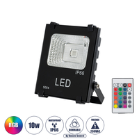 GLOBOSTAR® RGBFLOOD 75600 Προβολέας με IR Ασύρματο Χειριστήριο LED 10W 650lm 120° AC 220-240V Αδιάβροχο IP66 Πολύχρωμο RGB Dimmable - Μαύρο Ματ - Μ11 x Π4 x Υ13.5cm - 2 Χρόνια Εγγύηση