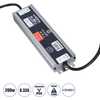 GLOBOSTAR® LUMISPLASH 60965 Τροφοδοτικό/Μετασχηματιστής Class II SELV 200W 8.33A DC 24V Αδιάβροχο IP68 - AC 220-240V σε DC 24V - Μ21.5 x Π5.5 x Υ2.5cm - 3 Χρόνια Εγγύηση