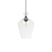 GLOBOSTAR® BOHEMIA 206-0040 Μοντέρνο Κρεμαστό Φωτιστικό Οροφής με Ντουί 1 x E27 AC 220-240V IP20 - Διάφανο - Μ20 x Π20 x Υ32cm