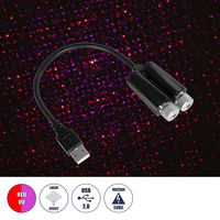 GloboStar® 81845-DUAL Διακοσμητικό Φωτιστικό Ειδικών Φωτορυθμικών Εφέ PARTY Disco LASER DC 5V με Καλώδιο Τροφοδοσίας USB Κόκκινο IP20 Μ3.5 x Π3.5 x Υ21.5cm