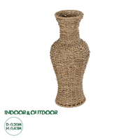 GloboStar® Artificial Garden TEXAS 21238 Διακοσμητικό Πλεκτό Καλάθι - Κασπώ Γλάστρα - Flower Pot Μπεζ Μ20 x Π20 x Υ43cm