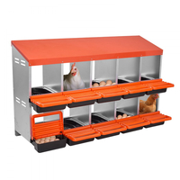 VEVOR Κουτιά φωλιάς κοτόπουλων 2 επιπέδων, 10 διαμερίσματα, μεταλλικά κουτιά ωοτοκίας αυγών με προστατευτικά καπάκια συλλογής, τυλιγόμενο κουτί φωλιάς, εύκολο στη συναρμολόγηση, ιδανικό για κότες, πάπιες, κοτόπουλα και άλλα πουλερικά