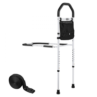 VEVOR Ράγα κρεβατιού για ηλικιωμένους, Ράγες υποβοήθησης κομοδίνου με πόδι στήριξης και χειρολισθήρα PU, Ρυθμιζόμενο ύψος μπαστούνι κομοδίνου από σωλήνα από ανθρακούχο χάλυβα, Μπάρες κρεβατιού για ηλικιωμένους και ασθενείς, Ταιριάζει σε κρεβάτια King, Queen, Full, Twin