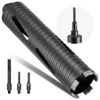 Τρυπάνι VEVOR Core, Διάμετρος 64 mm, Βάθος τρυπήματος 241 mm, Εσωτερικό σπείρωμα M16, Διαμαντένιο τρυπάνι ξηρής διάτρησης με 3 προσαρμογείς, Πιλοτικό τρυπάνι και Εξαγωνικό κλειδί, για οπλισμένο σκυρόδεμα, κόκκινα τούβλα και τοιχοποιία