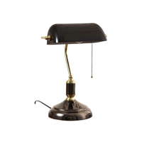 VenCore Banker Black 2792-10014 - Φωτιστικό Επιτραπέζιο Γραφείου Μονόφωτο Μαύρο-Χρυσό Μεταλλικό και Μαύρο Γυαλί - Vintage Σχέδιο με Ντουί 1xE27 - Μ23 x Π19 x Υ38cm