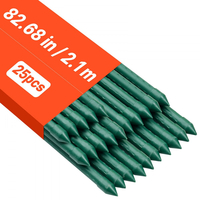 Πασσάλους κήπου VEVOR, Συσκευασία των 25, 2100 mm, Μεταλλικοί πασσάλοι ντομάτας με πλαστική επίστρωση, Ραβδιά κήπου για στήριξη φυτών, με μυτερό άκρο και αντιολισθητικά εξογκώματα για καλλιέργεια αναρριχώμενων φυτών, Λαχανικά εξωτερικού χώρου