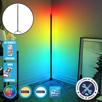 Μοντέρνο Minimal Επιδαπέδιο Μαύρο Φωτιστικό 200cm LED 40 Watt με Ασύρματο Χειριστήριο 2.4G RF,  Λειτουργία μέσω WiFi APP & Dimmer RGBW+WW Πολύχρωμο - Ψυχρό - Ημέρας - Θερμό GloboStar ALIEN Design GLOBO-200-12