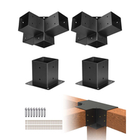 Κιτ βάσης πέργκολας VEVOR, 4x4 ίντσες (εσωτερικό μέγεθος 92 x 92 mm), 2 τεμάχια 4-way βαρέως τύπου γωνιακή βάση, κιτ βάσης στύλου DIY από ξύλο, εύκολη εγκατάσταση ξύλινων δοκών για κιόσκια, πέργκολες βεράντας, ξύλινη καμπίνα