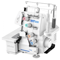 Ραπτομηχανή VEVOR Serger Overlock, 1250 βελονιές ανά λεπτό, δυνατότητα 3 και 4 κλωστών, με φως LED και ισχυρά πόδια αναρρόφησης, Ραπτομηχανή βαρέως τύπου με μεταλλικό πλαίσιο για διάφορα υφάσματα, λευκή