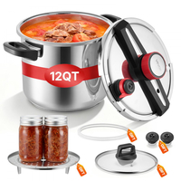 Χύτρα ταχύτητας VEVOR, Χύτρα ταχύτητας 11,3L από ανοξείδωτο ατσάλι, Δοχείο πίεσης με σχάρα ατμού, Καπάκι από σκληρυμένο γυαλί, Τρεις ρυθμίσεις πίεσης για κρέας, φασόλια, ρύζι, σούπα, σάλτσες, Μαγείρεμα έως 100 kPa