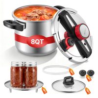 Χύτρα ταχύτητας VEVOR, Χύτρα ταχύτητας 7L από ανοξείδωτο ατσάλι, Δοχείο πίεσης με σχάρα ατμού, Καπάκι από σκληρυμένο γυαλί, Τρεις ρυθμίσεις πίεσης για κρέας, φασόλια, ρύζι, σούπα, σάλτσες, Μαγείρεμα έως 100 kPa