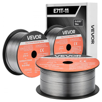 Σύρμα συγκόλλησης MIG VEVOR Flux Core, E71T-11 0,9mm 0,45kg, Σύρμα συγκόλλησης από μαλακό χάλυβα χωρίς αέριο με χαμηλό πιτσίλισμα για συγκόλληση τόξου σε όλες τις θέσεις, αυτοθωρακισμένο για εξωτερική χρήση (συσκευασία 3 ρολών)