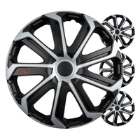 Amio - Σετ Τάσια Τροχών 14'' ιντσών, Μοντέλο EVO, Χρώμα Μαύρο / Ασημί – Σετ 4 τεμαχίων σε Κουτί (9740/AM)