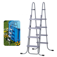 VEVOR Υπέργεια Σκάλα Πισίνας, 4 Σκαλοπάτια από Χαλύβδινο Πλαίσιο Α για Τοίχο Ύψους 132,1 cm, Χωρητικότητα 136 kg Σκαλοπάτια Εισόδου/Εξόδου με Ασφαλές Αντιολισθητικό Ανθεκτικό Πλατύ Σκαλοπάτι, Εύκολη Εγκατάσταση Εξωτερικού Χώρου, Γκρι