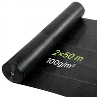 VEVOR Φράγμα Ζιζανίων, 2 x 50m Ύφασμα Φράγματος Ζιζανίων, Εδαφοκάλυψης 100g Φράγμα Ζιζανίων με Πυκνά Υφασμάτινο PP, Ομαλή Αποστράγγιση Νερού, Υφάσματα Υψηλής Πυκνότητας για Μονοπάτια Κήπου, Χαλικοστρωμένες Περιοχές