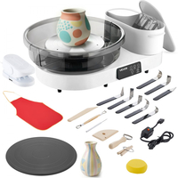 Τροχός κεραμικής VEVOR για ενήλικες, Πικάπ 36 και 28 cm, Ηλεκτρικός επιτραπέζιος τροχός κεραμικής 450W με πεντάλ ποδιού, ρυθμιζόμενη ταχύτητα 30-300 σ.α.λ., Σώμα αλουμινίου, για αρχάριους, χειροτεχνία από πηλό DIY, λευκό